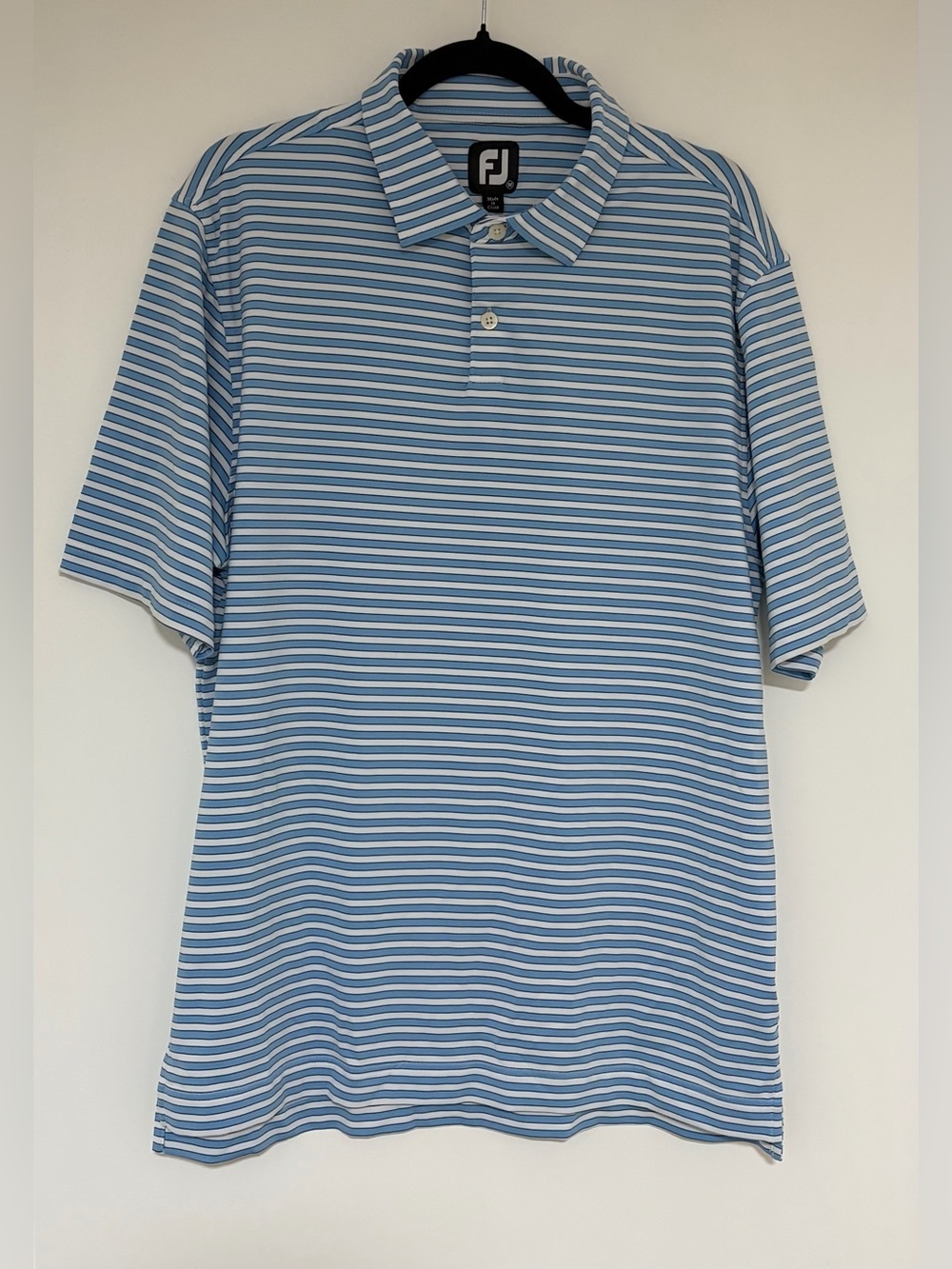 FootJoy Men’s Blue and White Striped Polo Shirt Size Medium